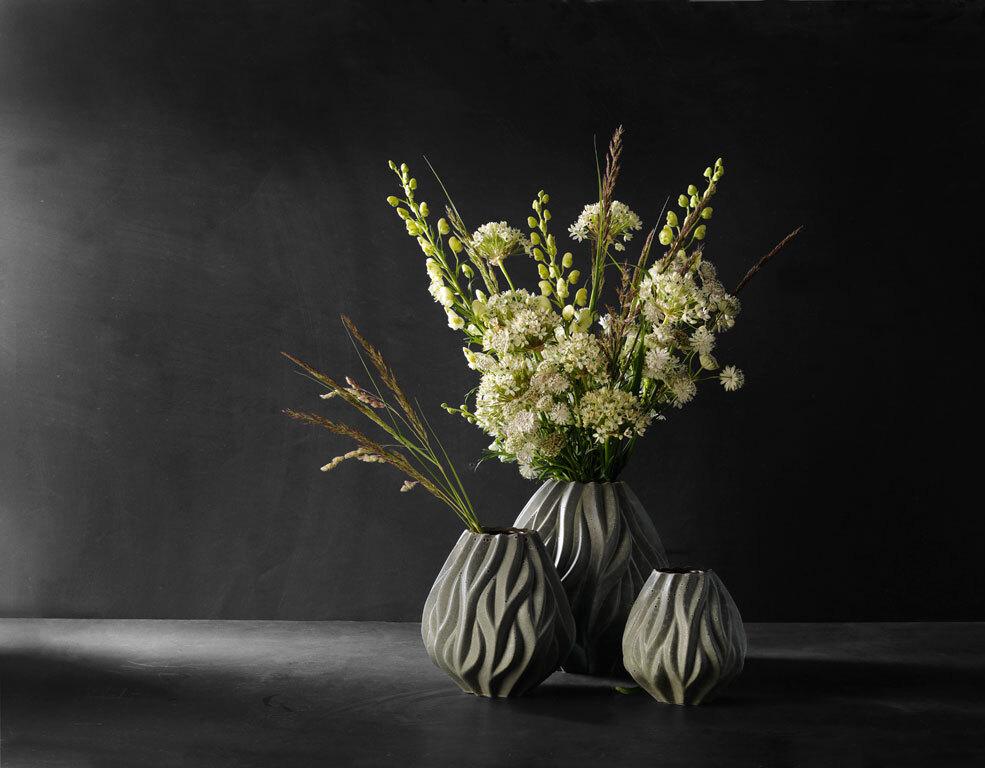 Porcelánová váza FLAME Grey 19 cm