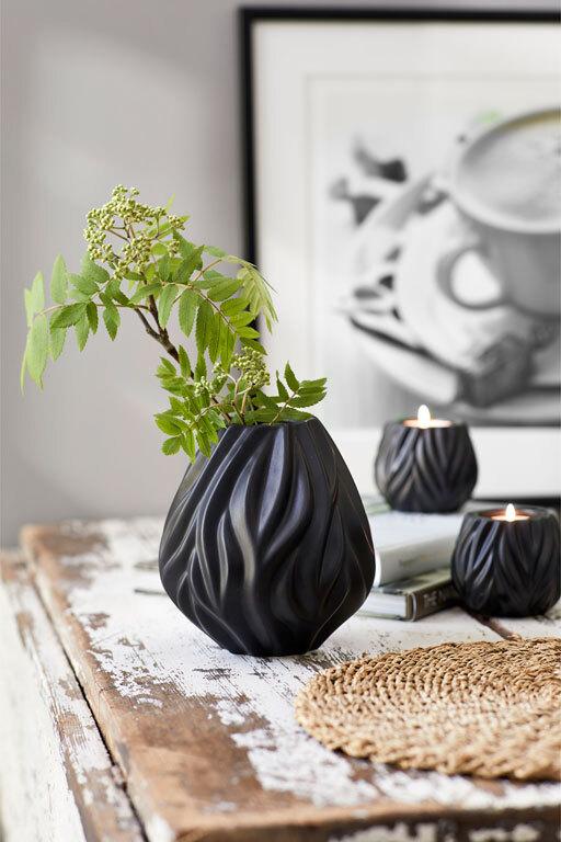 Porcelánová váza Flame 19 cm Black