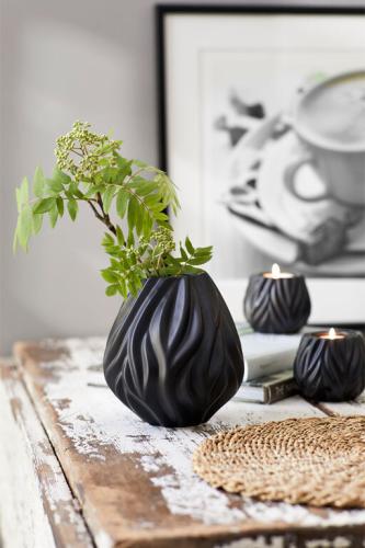 Porcelánová váza Flame 19 cm Black