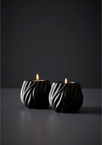 Stojánek na čajovou svíčku Flame (sada 2 ks) Black