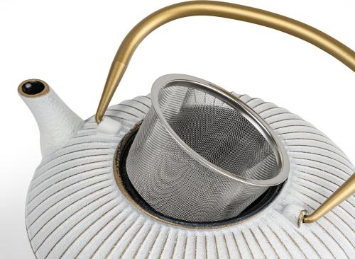 Litinová konvička na čaj Linhai 1,1L, White