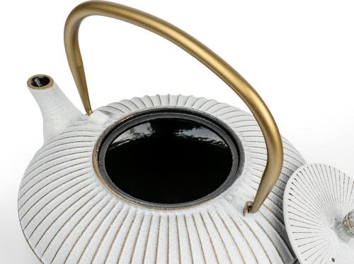 Litinová konvička na čaj Linhai 1,1L, White